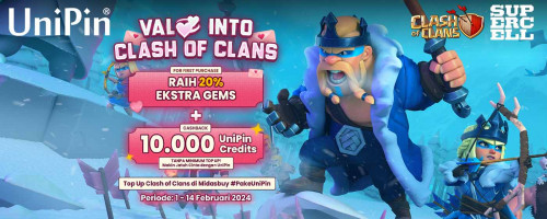 Val 💕 into Clash of Clans – Top Up Gems #PakeUniPin & Raih 20% + Ekstra Gems hingga 10.000 UniPin Credits!